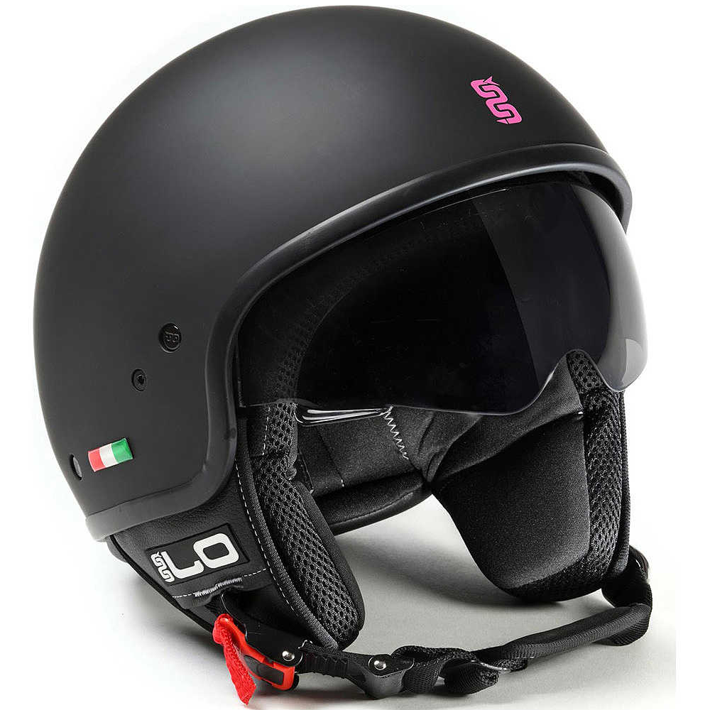 JET HELMET OJ MATTE BLACK LEAF/FUCHSIA FLUO - MATT BLACK/FUCHSIA FLUO|387096313369