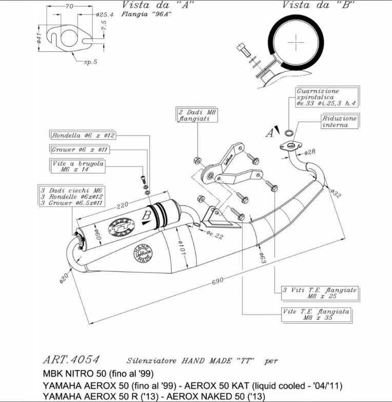 MARMITTA SCOOTER LEOVINCE HAND MADE TT BLACK EDITION MBK NITRO YAMAHA AEROX 50|274916297180