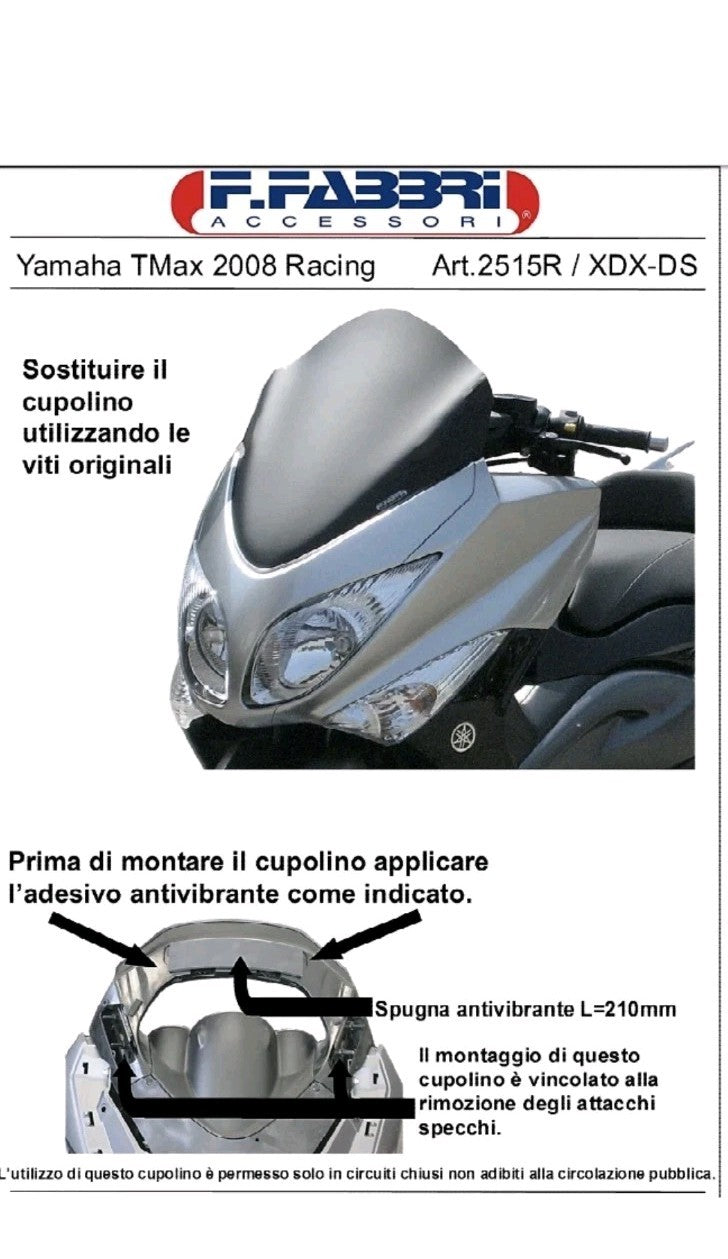 2515 Spoiler Cupolino Fume Fabbri 57 Cm Yamaha Tmax T max 500 2008-2009-2010-11 - Foto 5 di 5