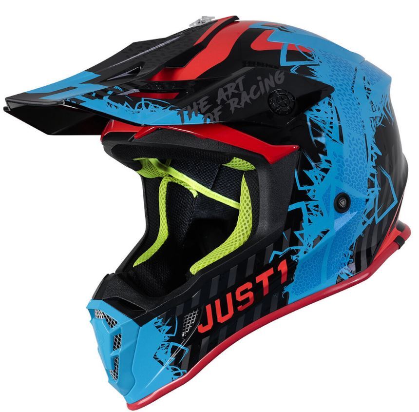 CASCO CROSS ENDURO JUST1 J-38 MASK NERO BLU ROSSO LUCIDO