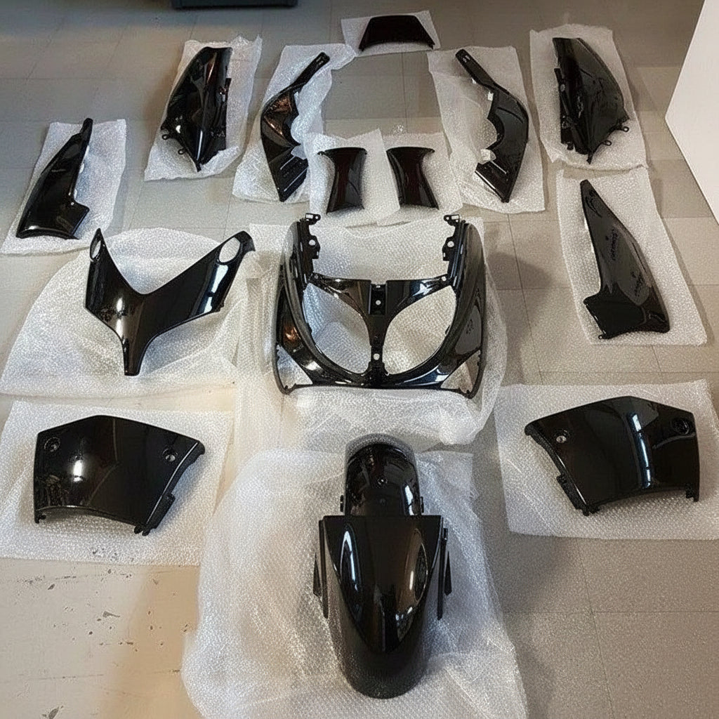 YAMAHA T-MAX TMAX 500 2001 2007 GLOSSY BLACK PAINT PLASTIC SHELL FAIRINGS KIT|366297411325