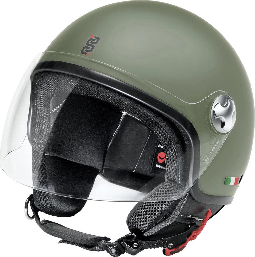 OJ JET DEMI JET BREATH HELMET MATT GREEN/MATT GREEN FOR MOTORCYCLES AND SCOOTERS|387096312891