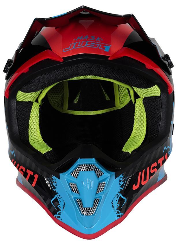 CASCO CROSS ENDURO JUST1 J-38 MASK NERO BLU ROSSO LUCIDO