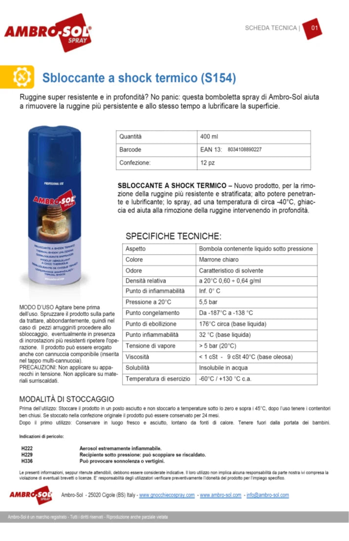 SBLOCCANTE A SHOCK TERMICO