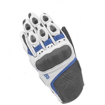 GUANTI OJ FURY BIANCO/BLU-PELLE OVINA E TESSUTO-INSERTO PREFORMATO SULLE NOCCHE