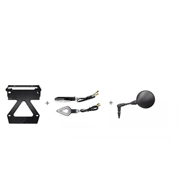ADJUSTABLE LICENSE PLATE HOLDER SCOOTER AND MOTORCYCLE 50 + LED ARROWS + FOLDING MIRROR|366300411239
