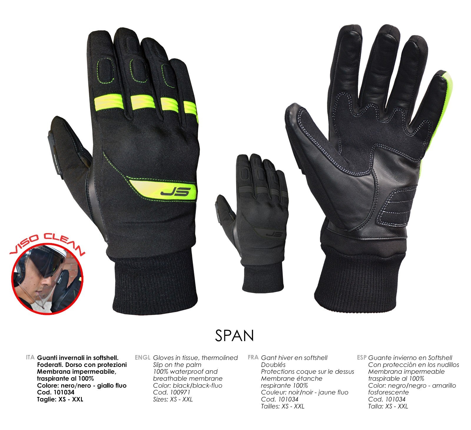 JOLLISPORT SPAN NERO - GUANTI INVERNALI MOTO SCOOTER IMPERMEABILI TRASPIRANTI - Foto 4 di 4