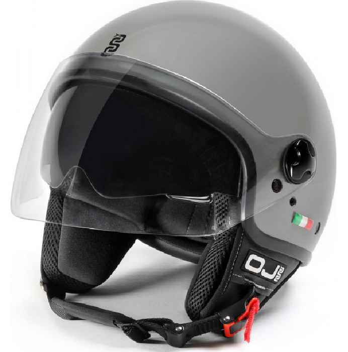 OJ JET DEMI JET DOUBLE VISOR HELMET SENSE GLOSS GREY MILAN FOR MOTORCYCLES AND SCOOTERS|387096313247
