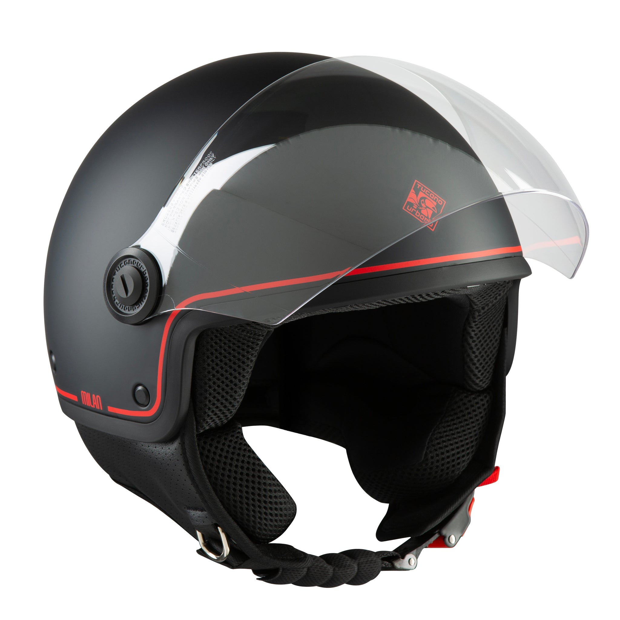 CASCO JET EL'JETTIN AC MILAN NERO OPACO E BIANCO TUCANO URBANO
