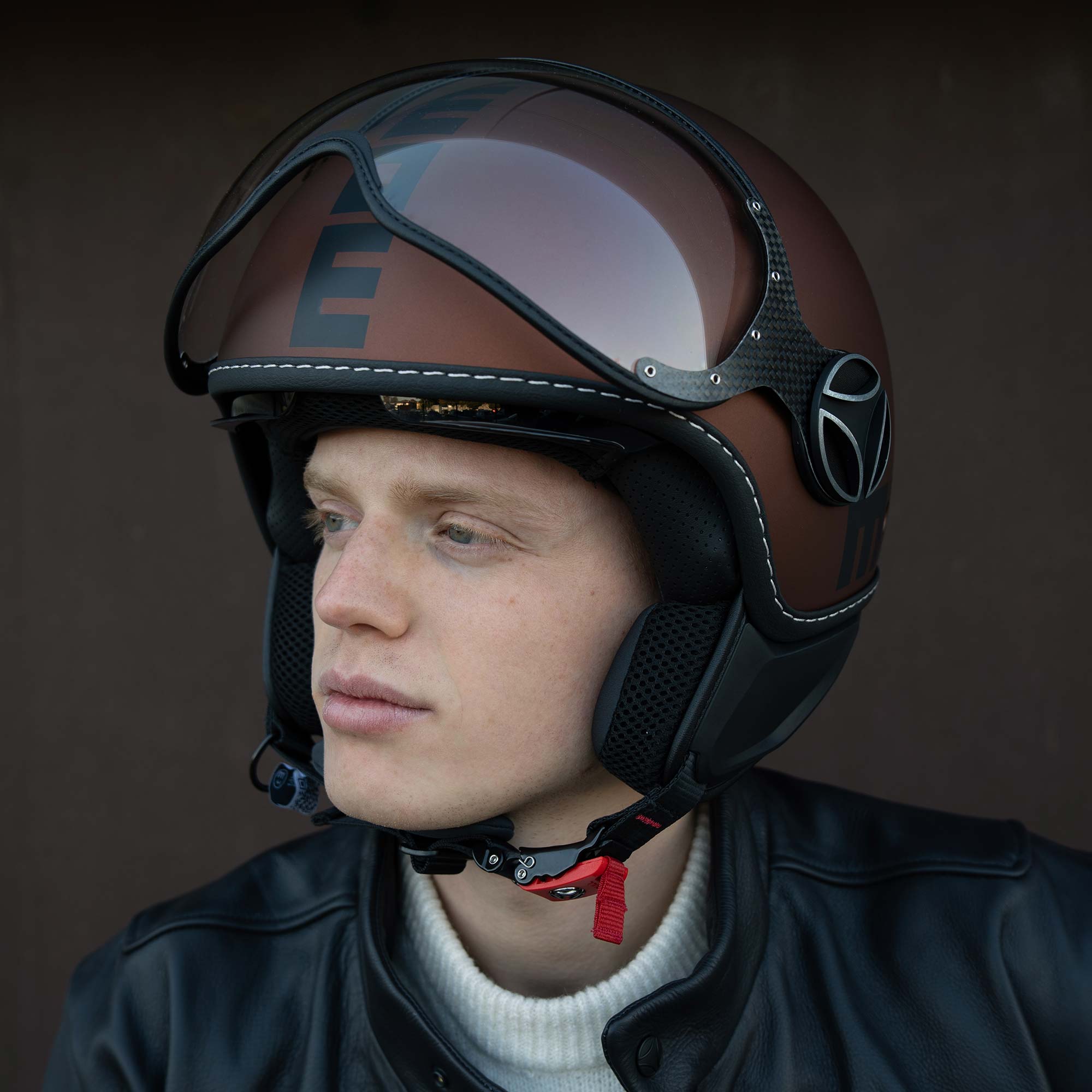Casco Momo Design moto jet FGTR EVO Mono E2206 espresso opaco / nero