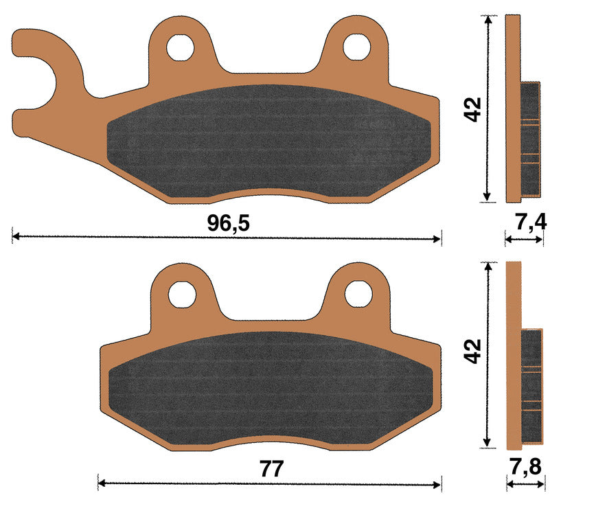 Cp. pastiglie freno sinterizzate Top4 Burgman 400 K7 ant. SX APRILIA VENT 151071