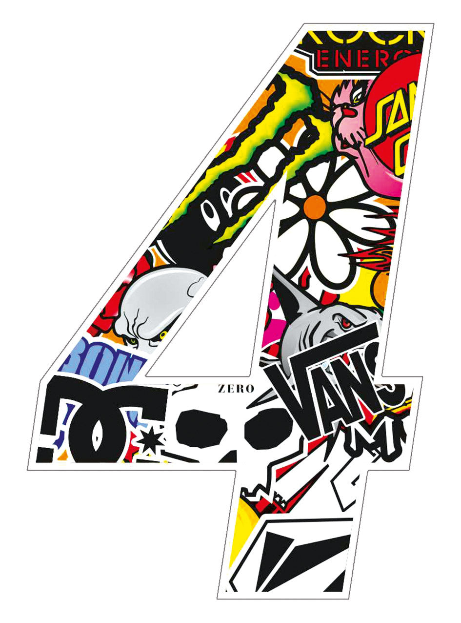 Numero 4 sticker bomb 10cm T4Tune 050274