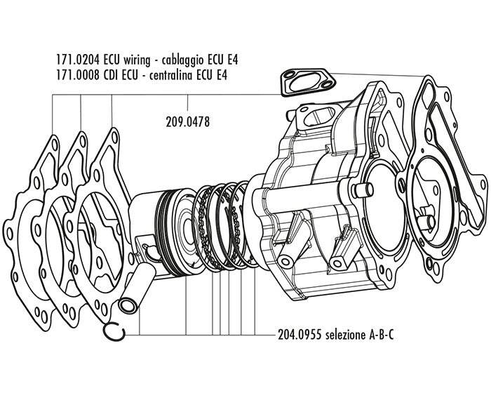 KIT CILINDRO PIAGGIO/VESPA 125/150 4T ie 4V D.61 SENZA CENTRALINA