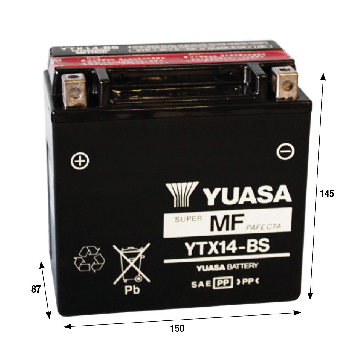 Batteria Yuasa YTX14-BS APRILIA BENELLI BMW GILERA ITALJET KAWASAKI KYMCO 121010