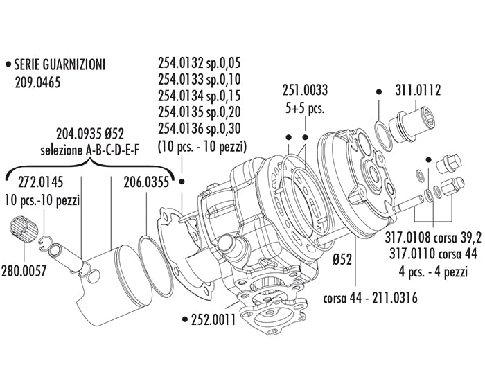 KIT YAMAHA-MINAR.H2O D.52 CORSA 44