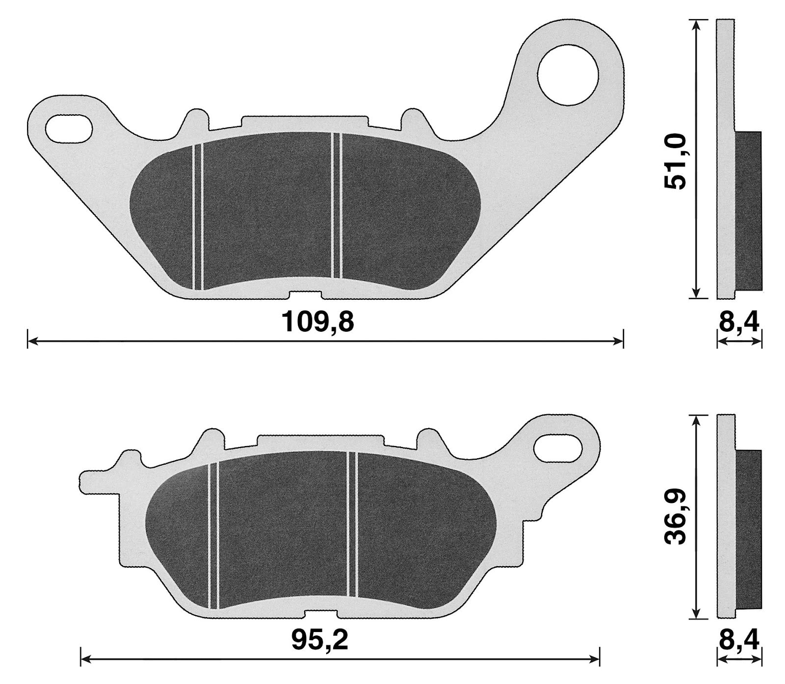 Cp. pastiglie freno Yamaha N-Max 125/155 post. C4 MBK WAAP 125 VITY 125 BP 150