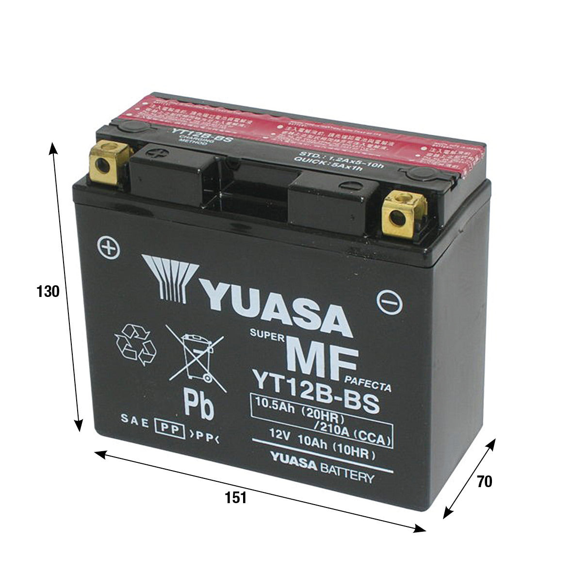 Batteria Yuasa YT12B-BS APRILIA VESPA YAMAHA SPORTCITY 125 SPORTCITY 200 121019