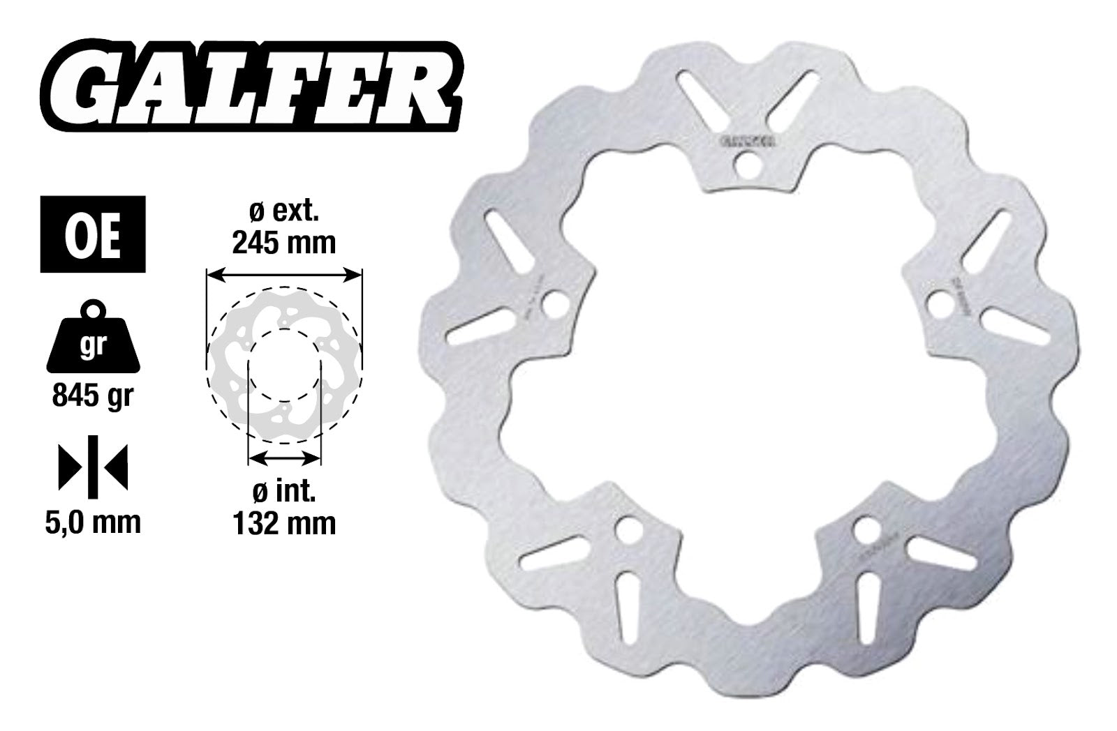 Disco freno Wave Yamaha MT 07, MT 09 post. Ø 245mm Galfer MT 07 700 152040