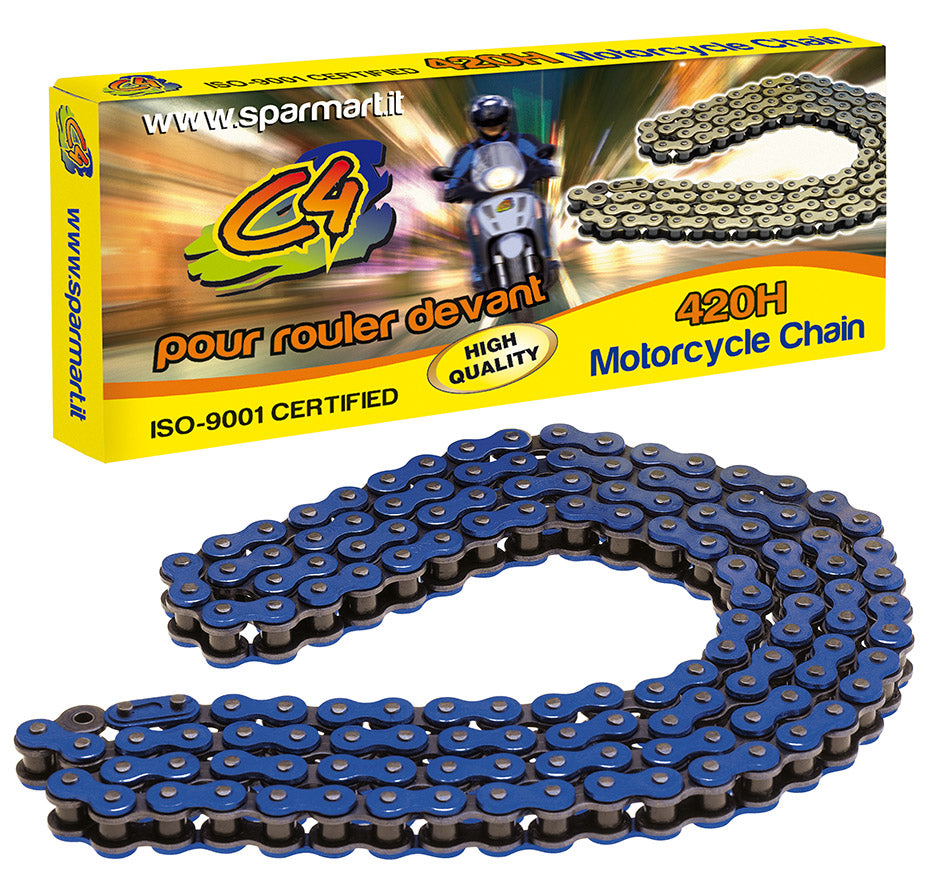 Catena rinforzata 420 ( 1/2 X 1/4 )- Maglie 134 blu C4 DERBI MBK YAMAHA 612045