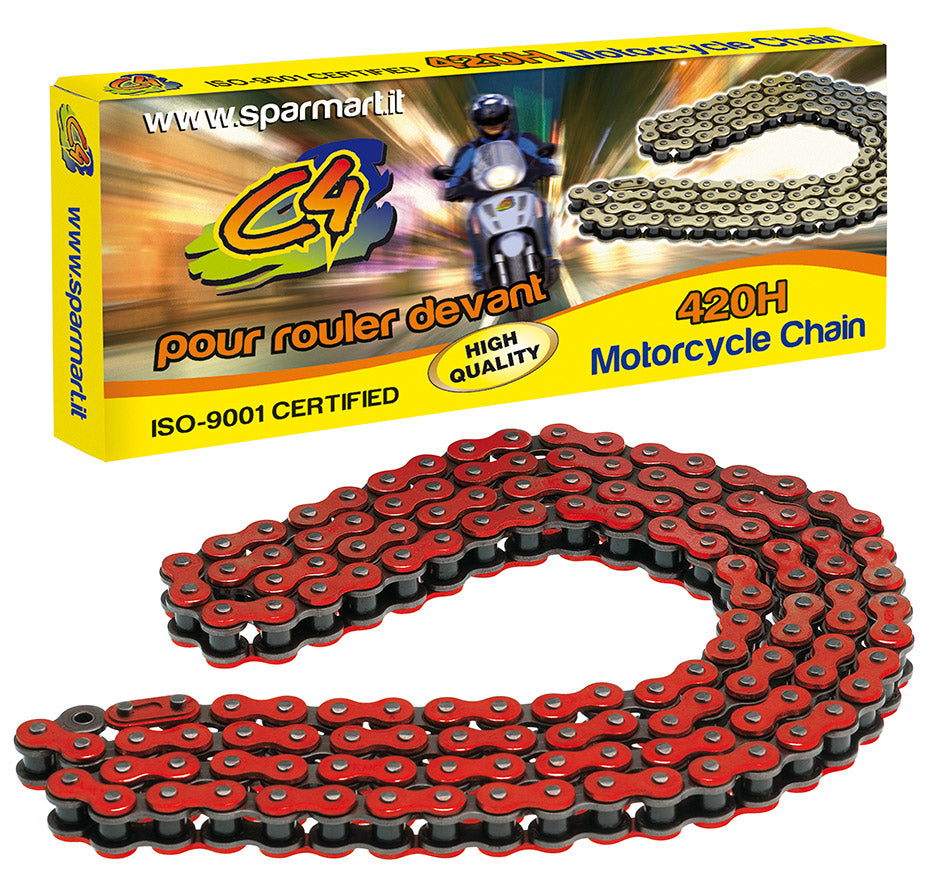 Catena rinforzata 420 ( 1/2 X 1/4 )- Maglie 134 rossa C4 DERBI MBK YAMAHA 612046