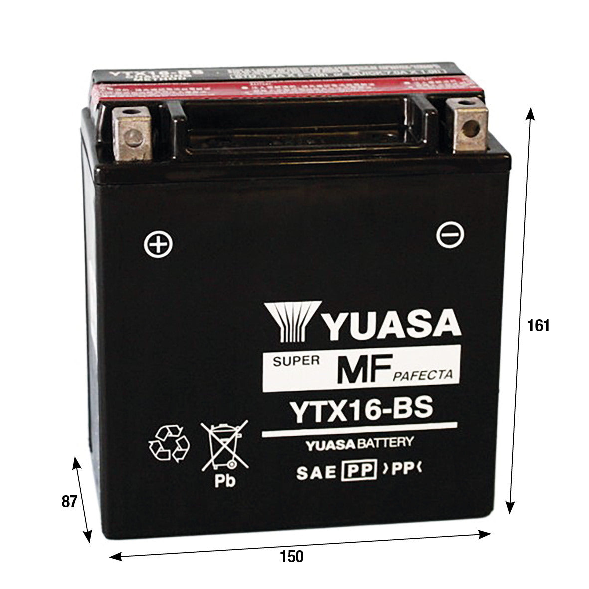 Batteria Yuasa YTX16-BS GILERA PIAGGIO FUOCO 500 GP 800 MP3 400 2007-2012 121017