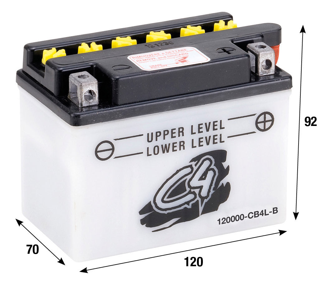 Batteria CB4L-B C4 APRILIA ATALA BENELLI BETA CAGIVA DERBI GILERA HONDA 120000