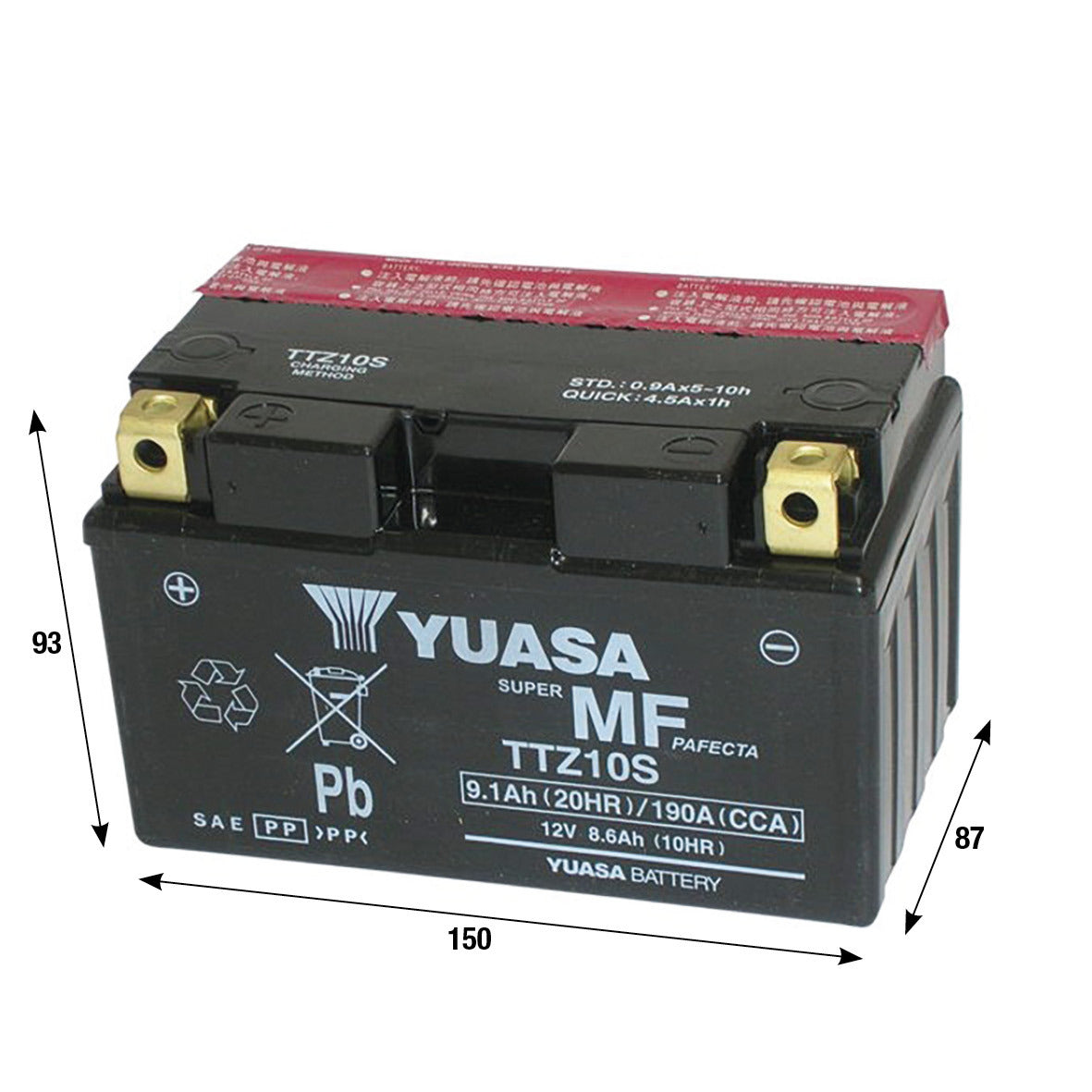 Batteria Yuasa TTZ10-S + acido HONDA KYMCO SYM YAMAHA FORZA 300 ADV 350 121013