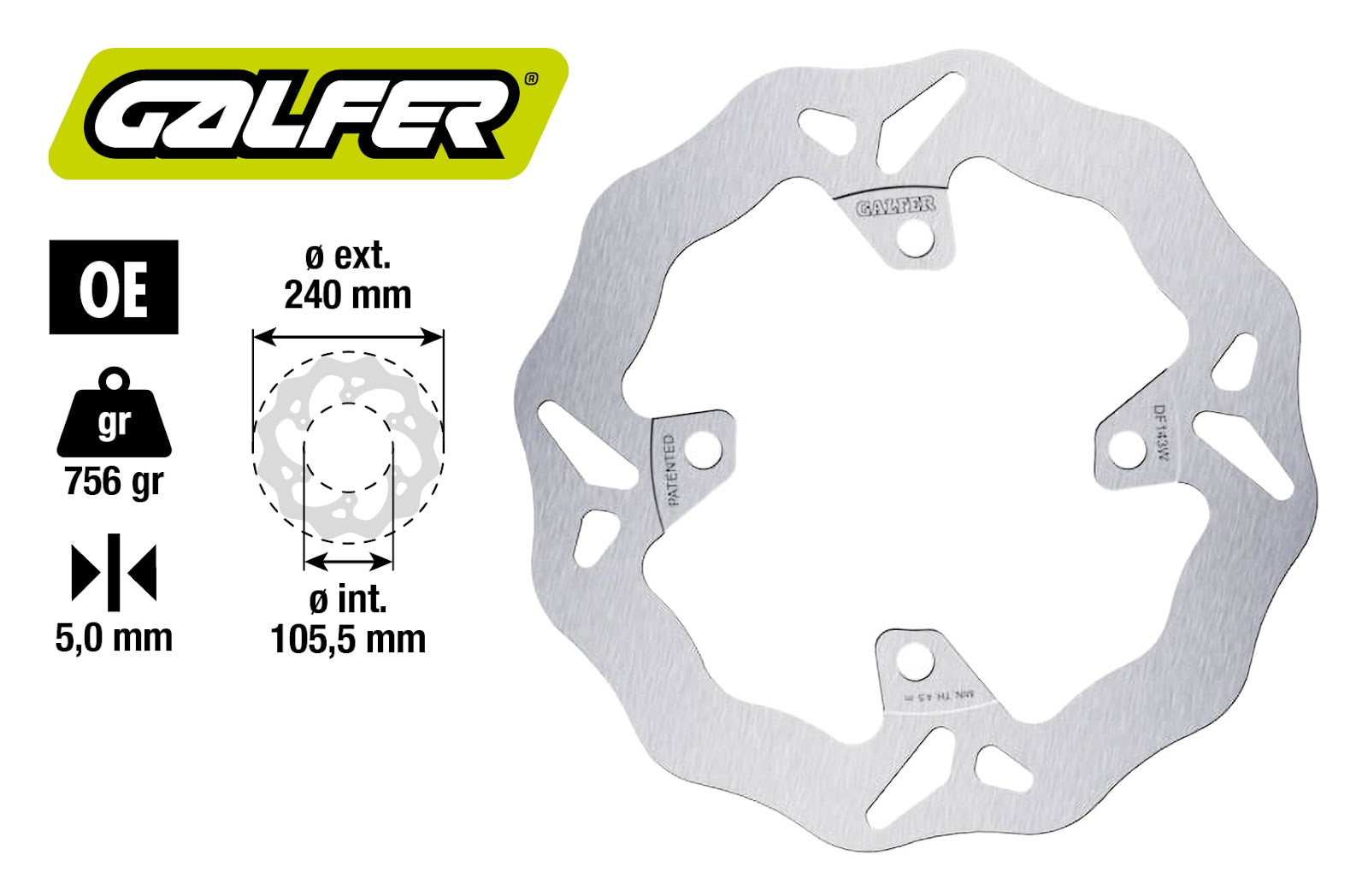 Disco freno Wave post. Honda ADV, Forza 350 ('21/'24) Ø 240mm Galfer 152095