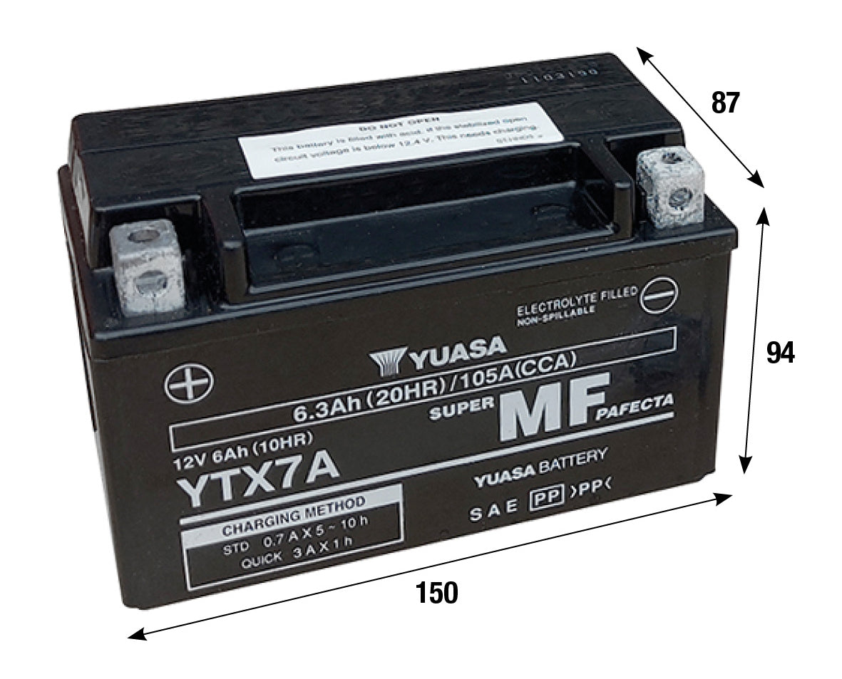 Batteria al gel Yuasa YTX7A-FA BAOTIAN BENELLI FB MONDIAL ITALJET KYMCO 121036