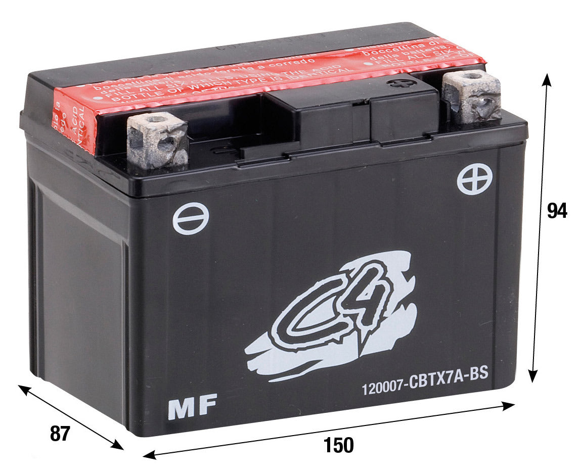 Batteria CBTX7A-BS C4 BAOTIAN BENELLI FB MONDIAL ITALJET KYMCO MBK SUZUKI 120007