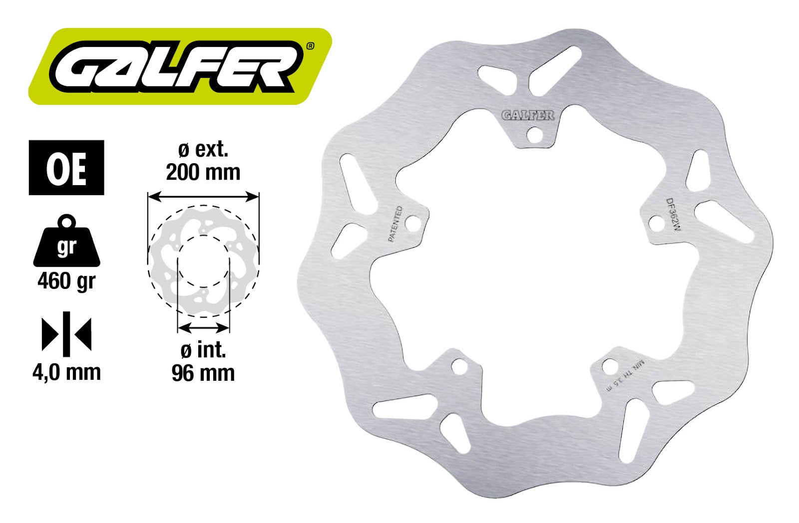 Disco freno Wave ant. Piaggio Fly, Zip, Vespa 50/125 Ø 200mm Galfer DERBI 152099