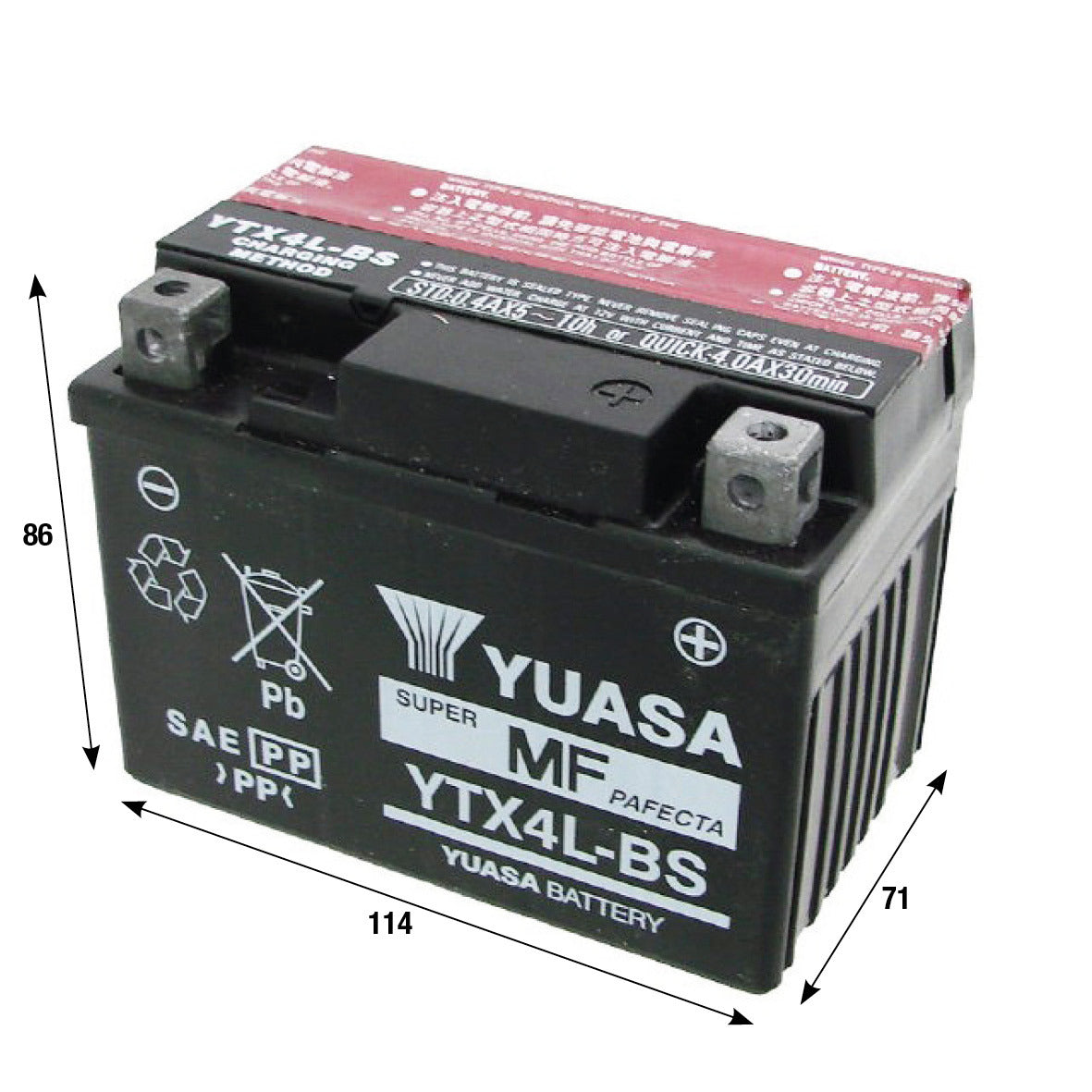 Batteria Yuasa YTX4L-BS AEON GILERA HONDA HUSQVARNA KYMCO MBK PIAGGIO SYM 121004