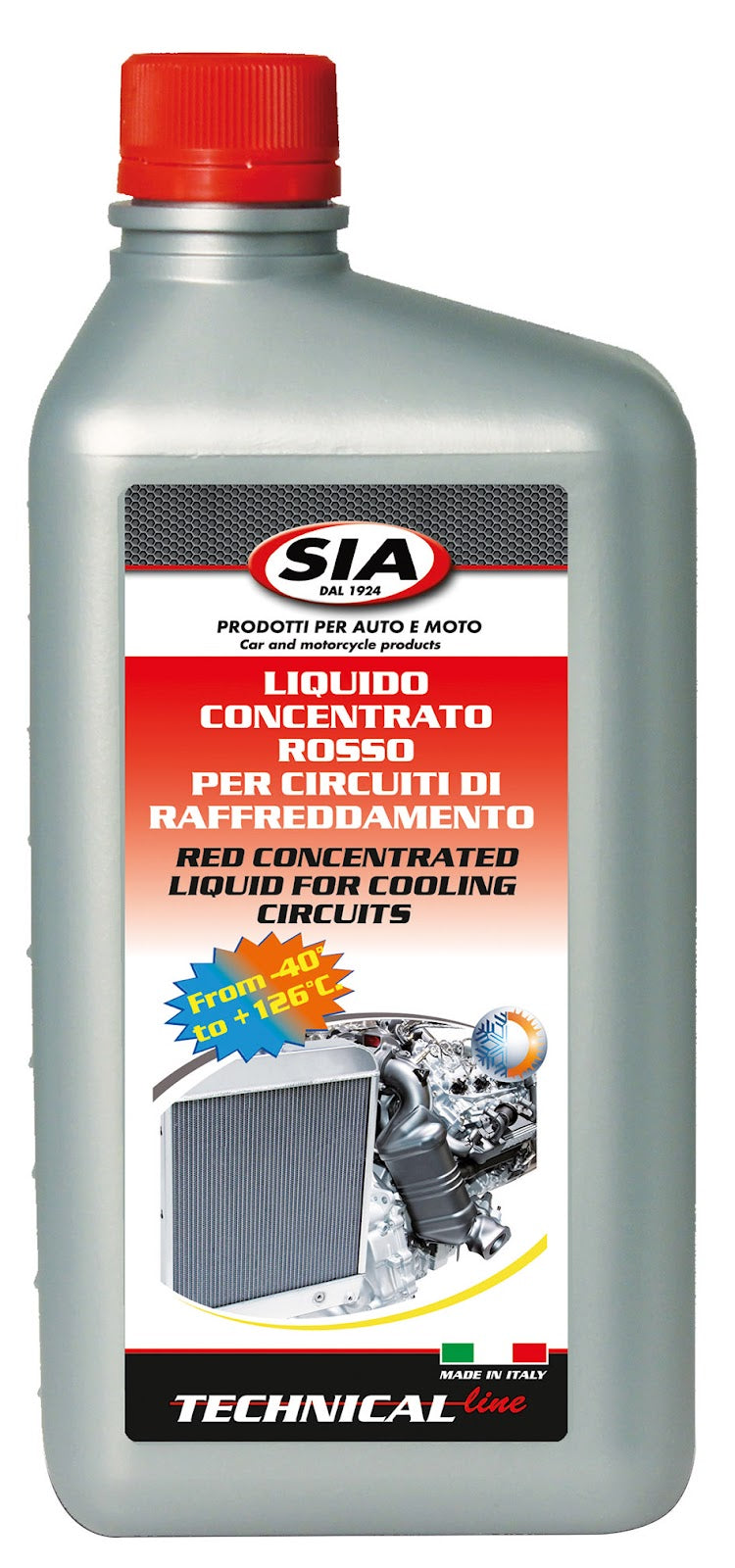 Liquido di raffreddamento -40° / +126° 1lt. inibito rosso Sia 155031
