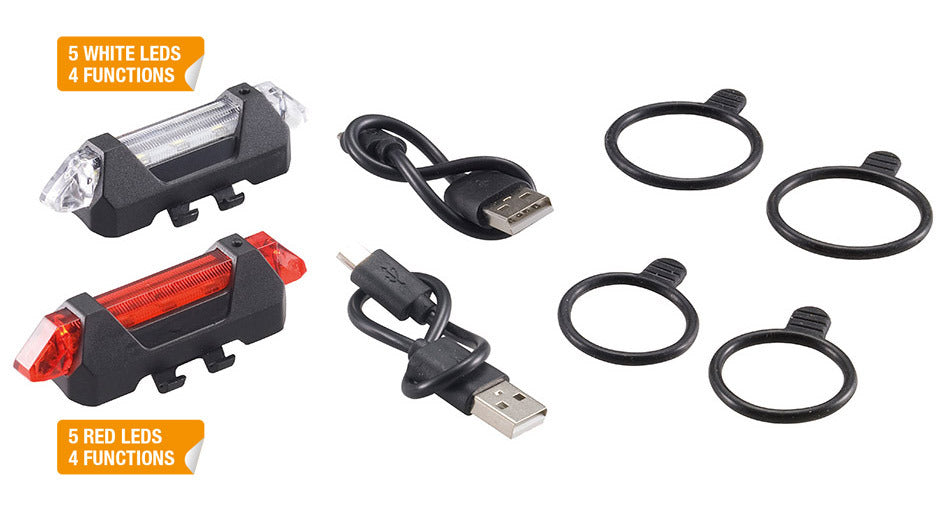 Cp. fanalini a led ant. + post. ricaricabile USB X4 700135