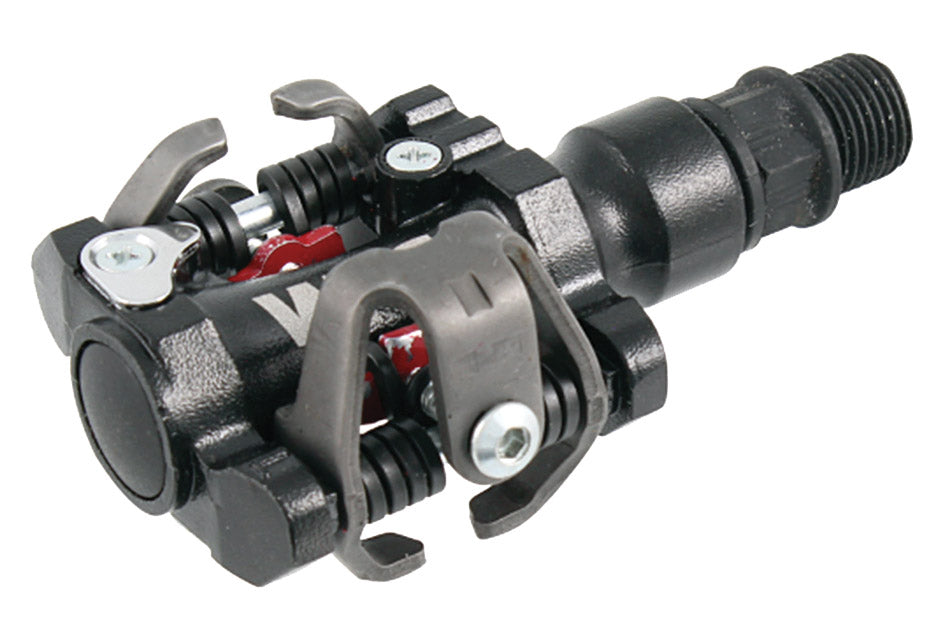 Cp. pedali MTB con tacchette SPD, allu neri, perno su gabbia a sfere X4 700336