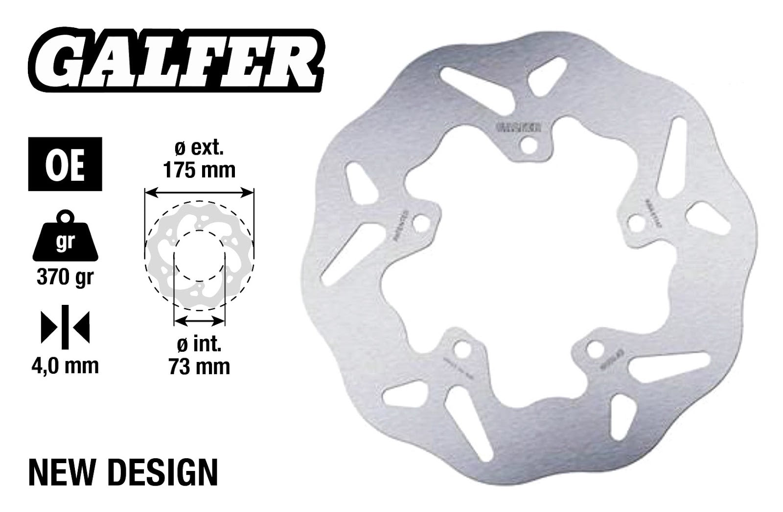 Disco freno Wave Runner, Nrg post. Ø 175mm Galfer DERBI GILERA PIAGGIO 152032