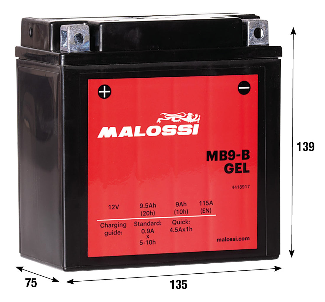 Batteria al gel Malossi MB9-B APRILIA CAGIVA DERBI GILERA ITALJET VESPA 4418917