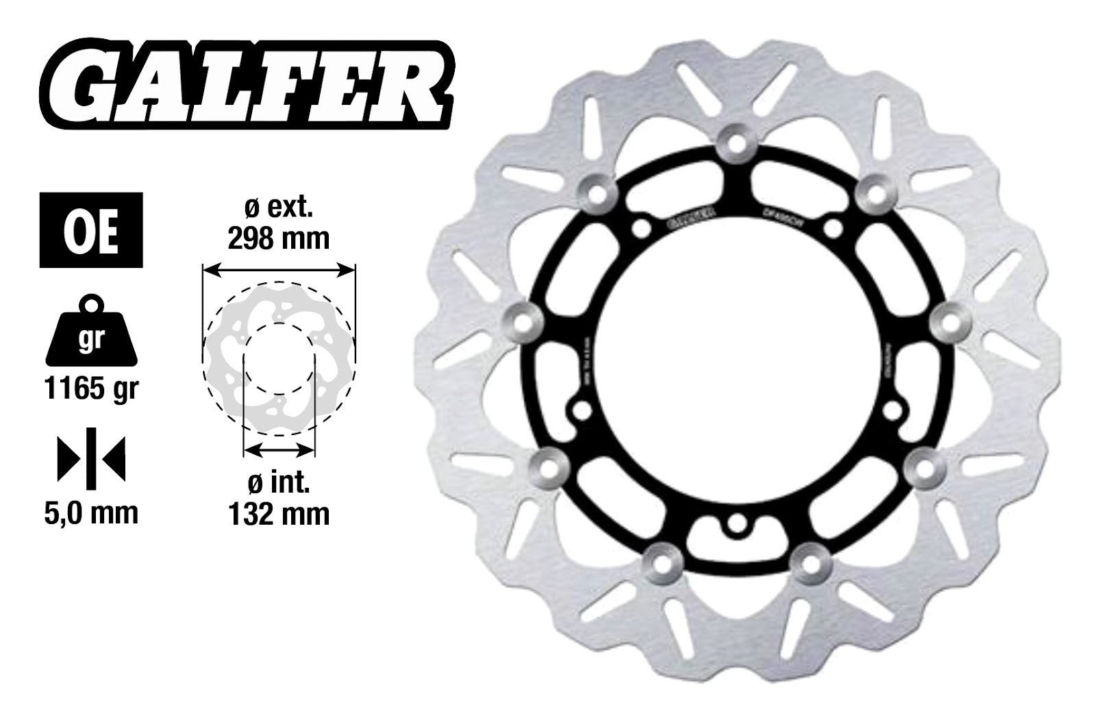 Disco freno Wave Flottante Yamaha MT 09 ant. Ø 298mm Galfer YZF R6 600 152041