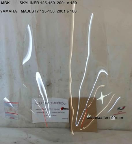 PARABREZZA SOLO LASTRA COMPATIBILE CON MBK SKYLINER 125/150cc 2001 COMPATIBILE CON YAMAHA MAJESTY 125/150/180cc 2001 ART.22246 ALTO 710mm LARGO 795mm LASTRA con fori di attacco distanza 90mm|B0DJKWHN9K