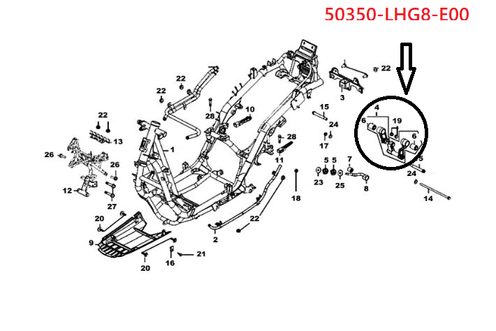 Supporto oscillante motore Kymco G-DINK 125 2012-2016 50350-LHG8-E00