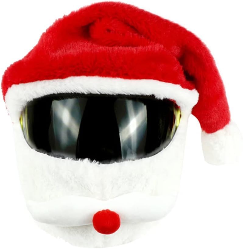 Copri Casco Helmets Copricapo Natalizio per Motociclisti, Cappello da Babbo Natale in Tessuto Morbido, Rosso, Accessorio per Feste|B0DMT716CW