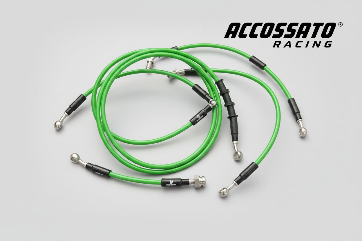 Kit Tubi Freno Verdi raccordi Inox Accossato Yamaha XP 530 T-Max 2012-2014 no Abs