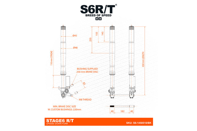Forcella Stage6 R/T Upside Down 650mm - 45/48mm