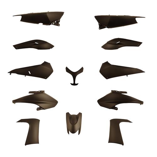 KIT CARENE CARENA PLASTICHE NERO LUCID YAMAHA TMAX T-MAX 500 2008-2009-2010-2011