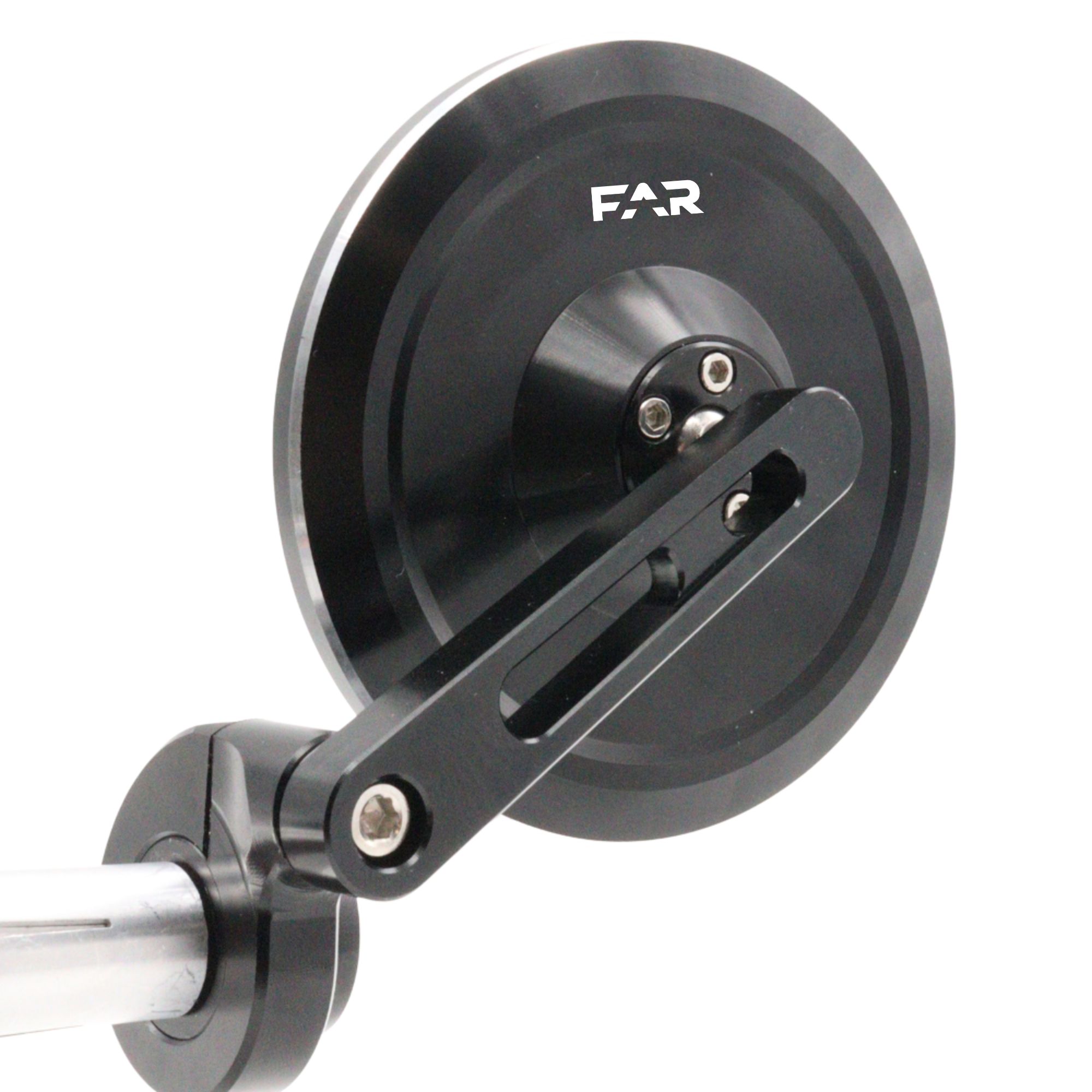 Specchio Specchietto Retrovisore Universale Bar End Round Black SX/DX per Moto e Scooter