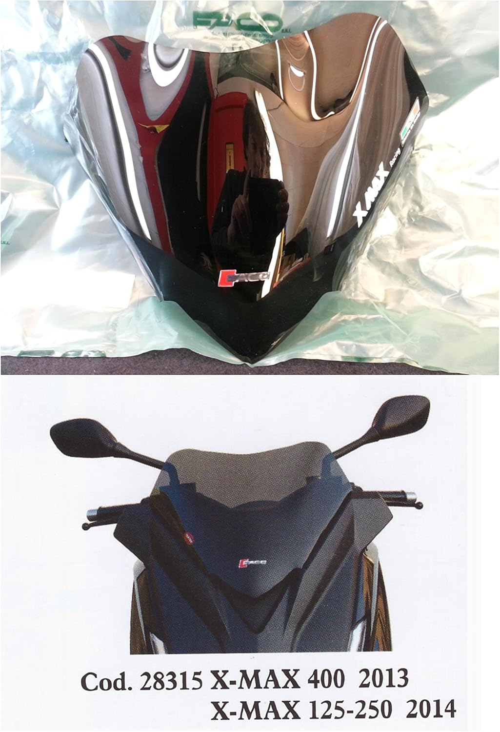 CUPOLINO BASSO SPORT FUME' 28315 FACO YAMAHA X-MAX 400 2013 2014 2015 2016