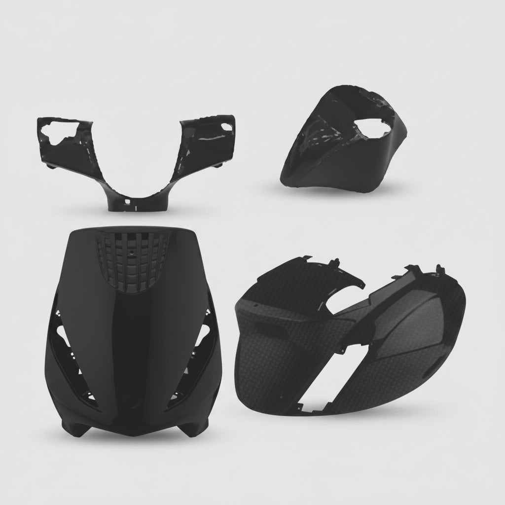 Kit carene nero mat opaco Piaggio Zip 50cc 2T/4T Air (4 pz.) T4Tune: 362551