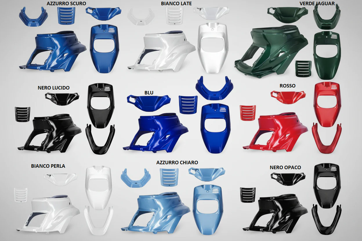 KIT CARENE YAMAHA BW'S MBK BOOSTER SPIRIT 50 1990>2003 NERO BIANCO AZZURRO BLU VERDE ROSSO
