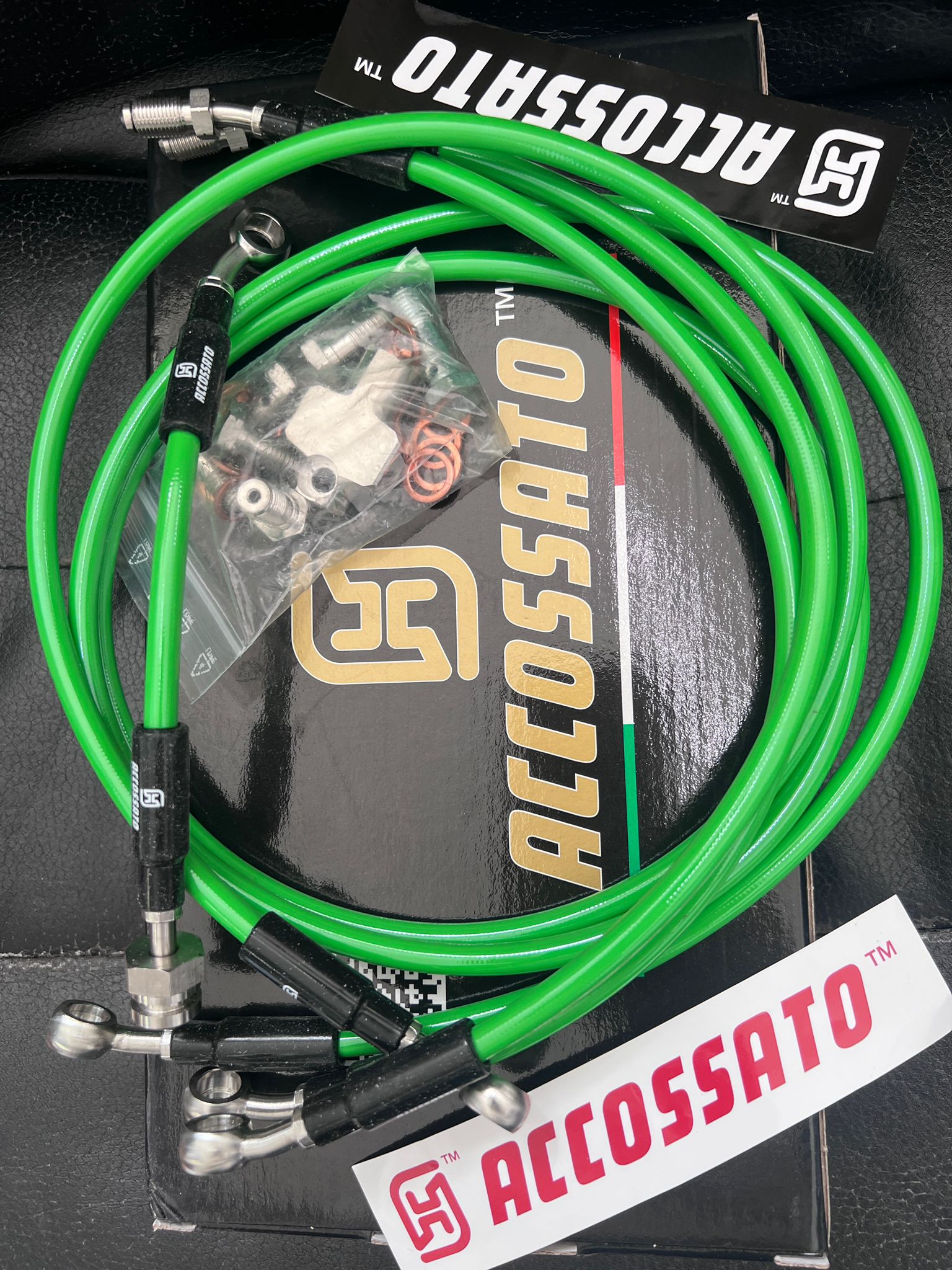 Kit Tubi Freno Verdi raccordi Inox Accossato Yamaha XP 500 T-Max 2008-2011 (AGF9715-7)