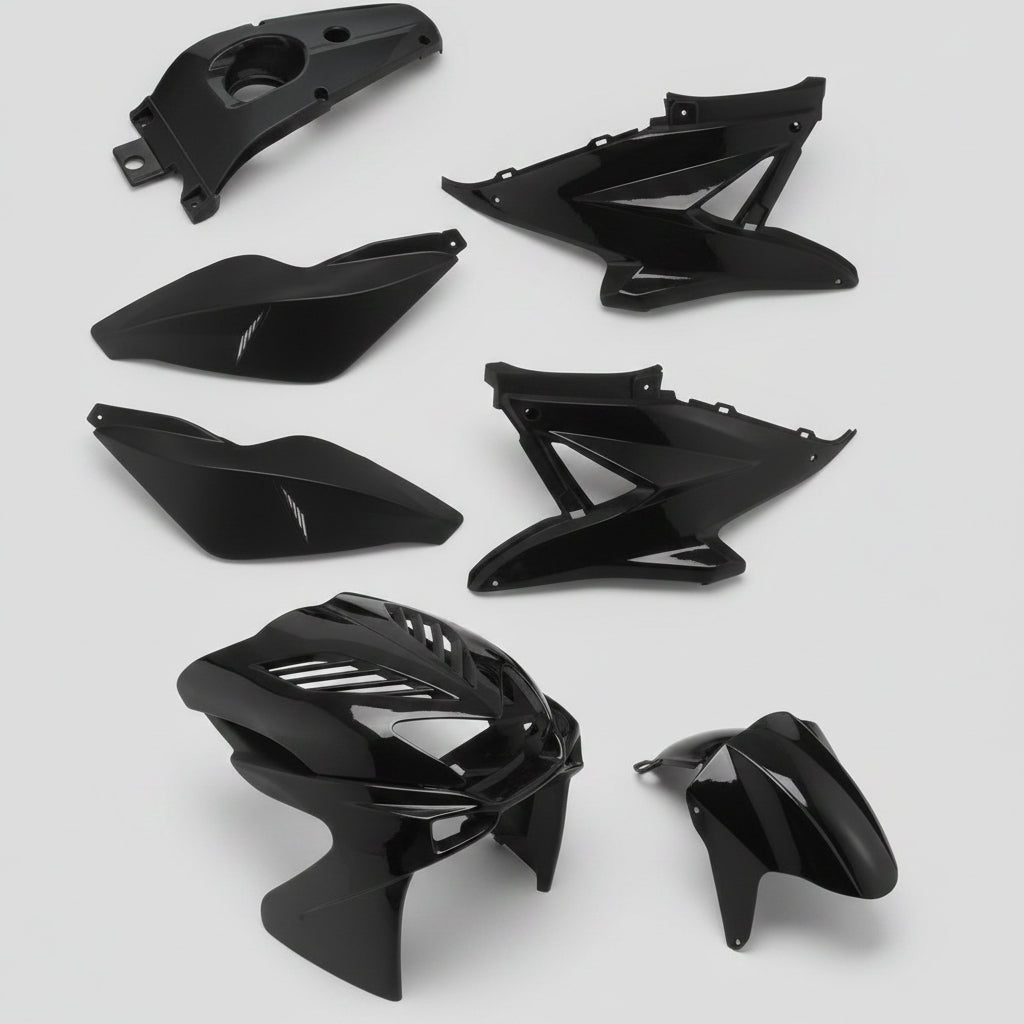 kit carene nero lucido 7 pezzi - yamaha aerox - mbk nitro 50cc 1997-2012
